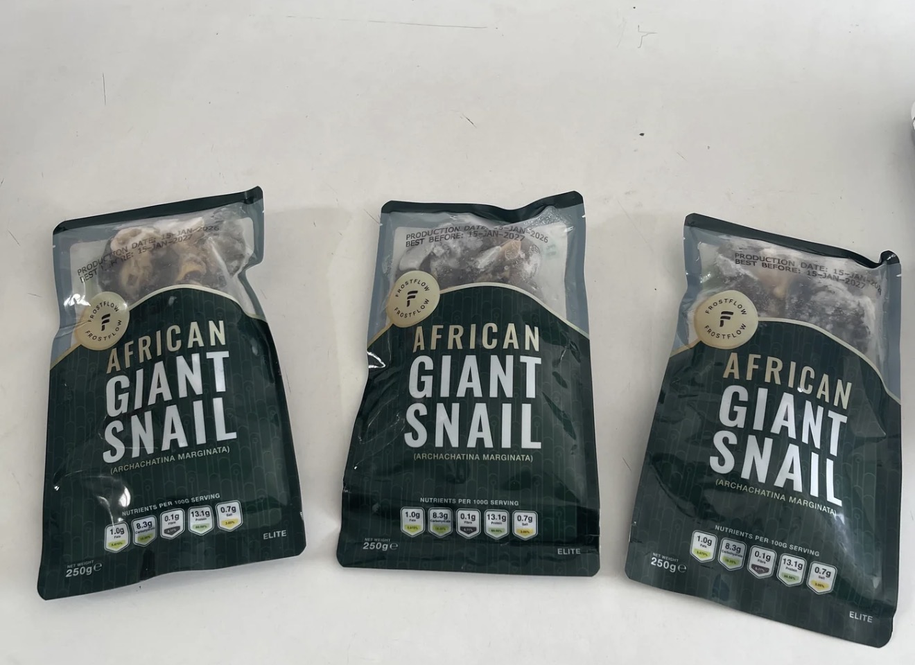 Frozen fresh snail